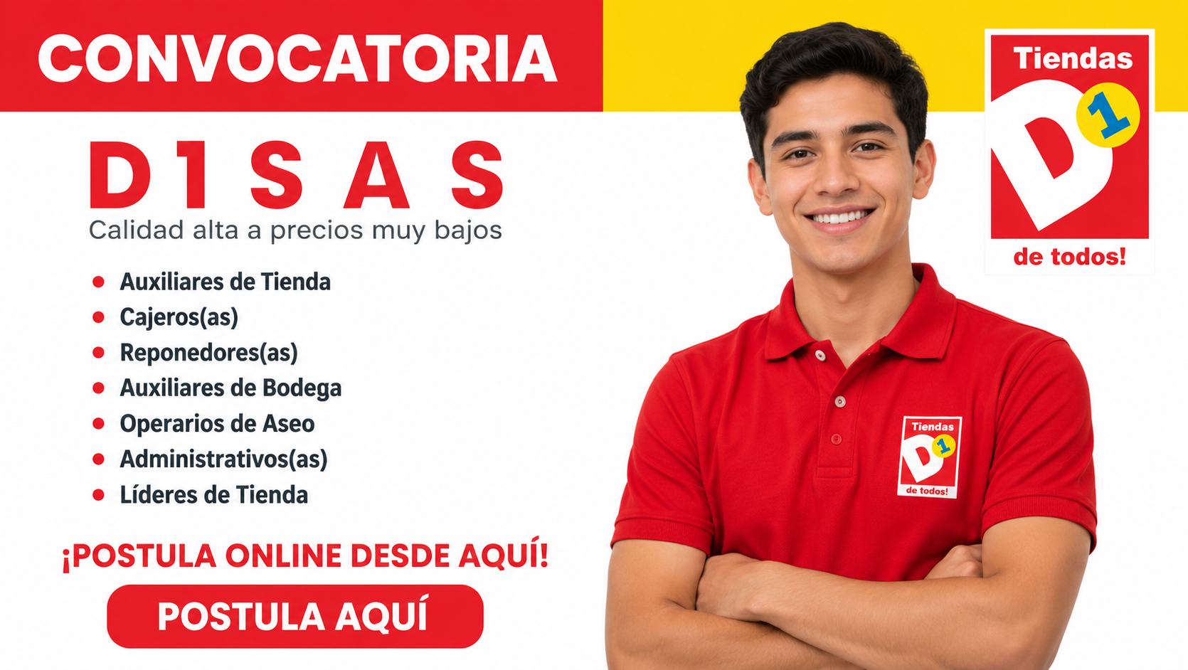 Bolsa de Trabajo de Tiendas D1  con Nuevos Puestos